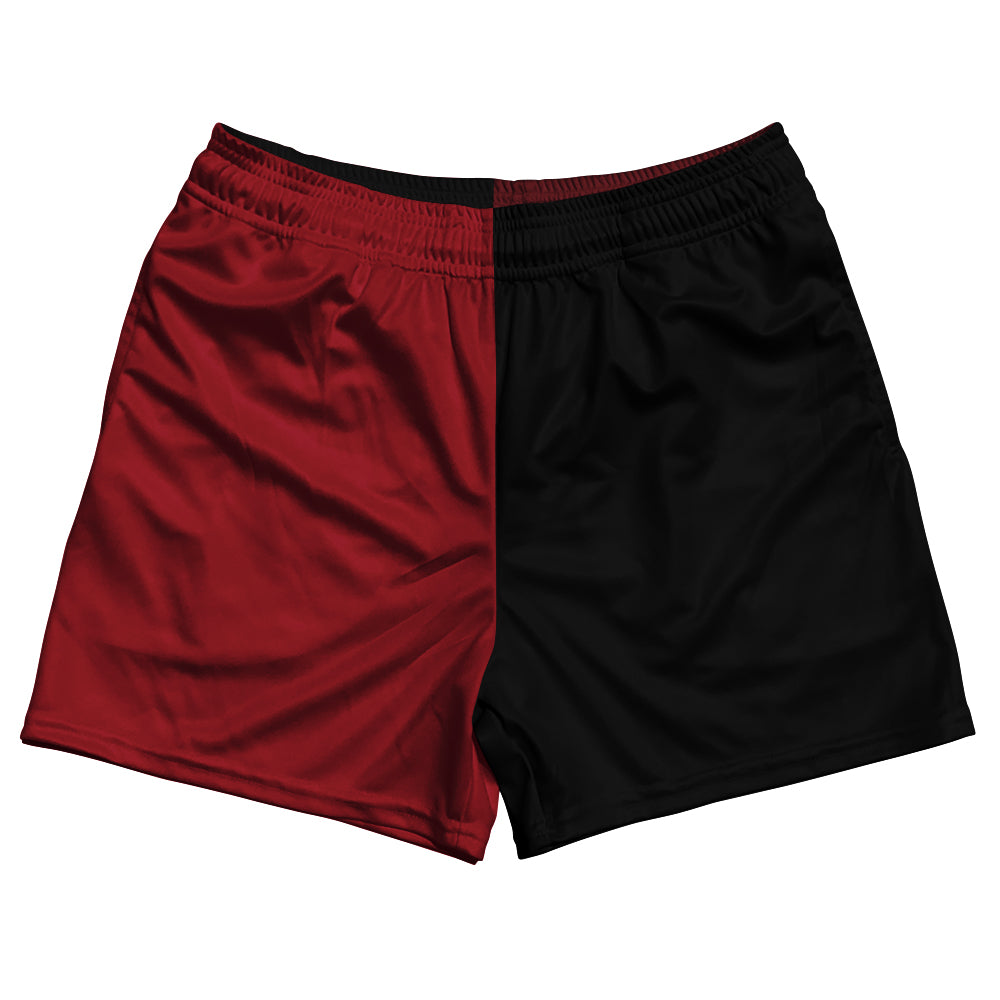 Red Cardinal And Black Quad Color Rugby Shorts Made In USA by Tribe Lacrosse