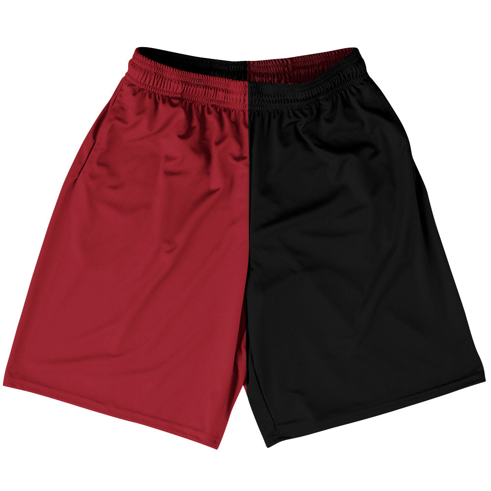 Red Cardinal And Black Quad Color Basketball Practice Shorts Made In USA by Tribe Lacrosse