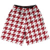 Red Cardinal And White Houndstooth Basketball Practice Shorts Made In USA by Tribe Lacrosse