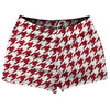 Red Cardinal And White Houndstooth Shorty Short Gym Shorts 2.5" Inseam Made In USA by Tribe Lacrosse