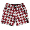 Red Cardinal And White Houndstooth Swim Shorts 7" Made In USA by Tribe Lacrosse