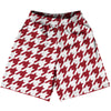 Red Cardinal And White Houndstooth Lacrosse Shorts Made In USA by Tribe Lacrosse