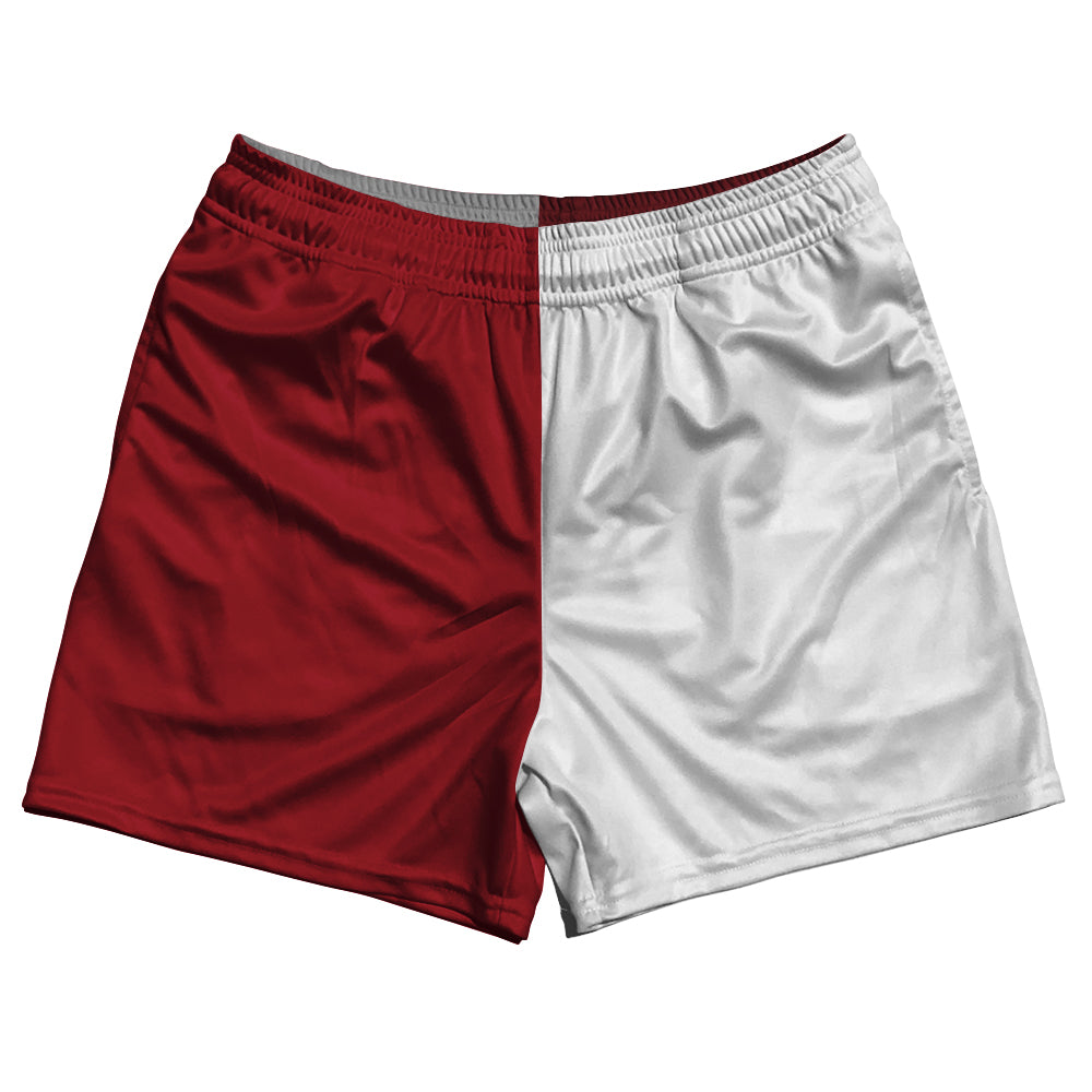 Red Cardinal And White Quad Color Rugby Shorts Made In USA by Tribe Lacrosse
