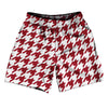 Red Cardinal And White Houndstooth Athletic Running Fitness Exercise Shorts 7" Inseam Shorts Made In USA by Tribe Lacrosse