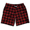 Red Dark And Black Houndstooth Swim Shorts 7" Made In USA by Tribe Lacrosse