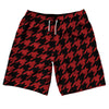 Red Dark And Black Houndstooth 10" Swim Shorts Made In USA by Tribe Lacrosse