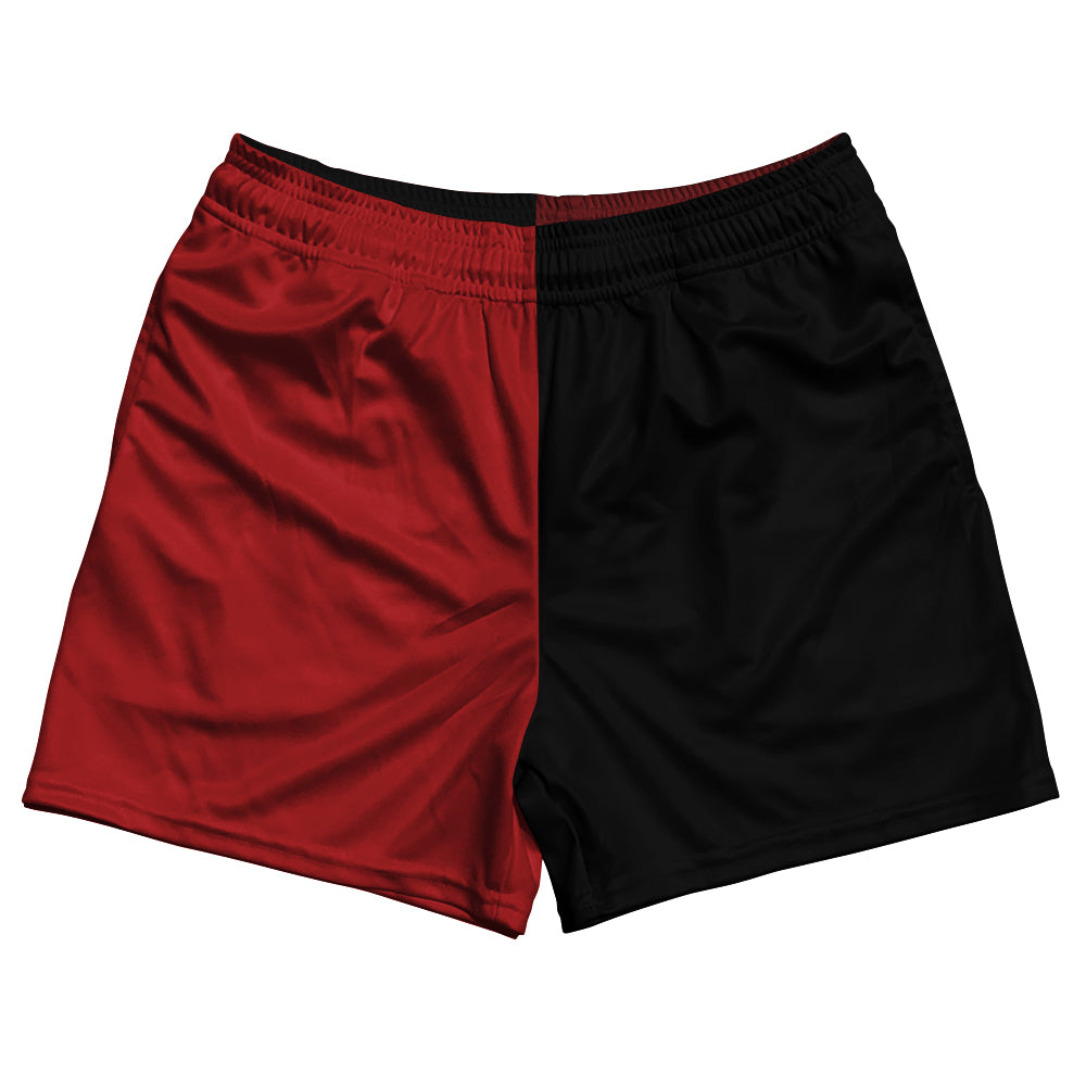 Red Dark And Black Quad Color Rugby Shorts Made In USA by Tribe Lacrosse