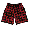 Red Dark And Black Houndstooth Athletic Running Fitness Exercise Shorts 7" Inseam Shorts Made In USA by Tribe Lacrosse