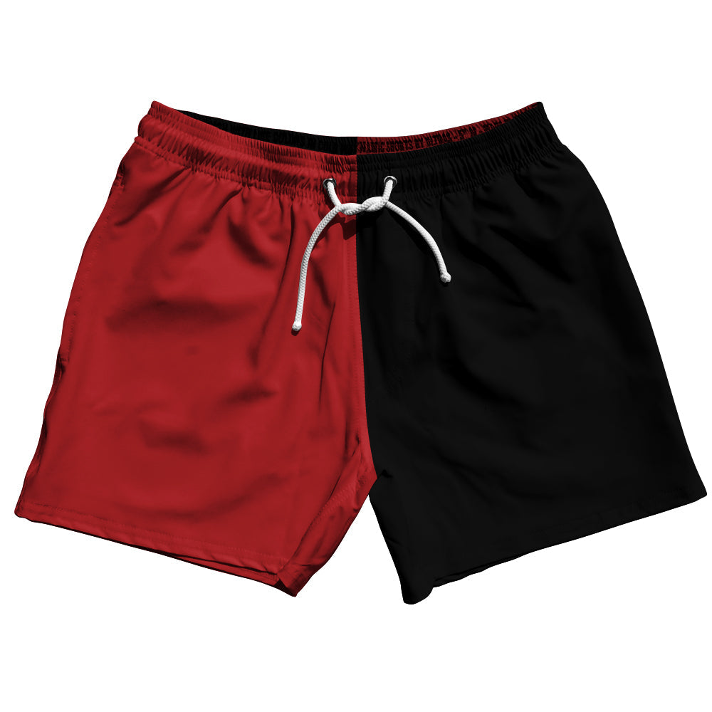 Red Dark And Black Quad Color 5" Swim Shorts Made In USA by Tribe Lacrosse