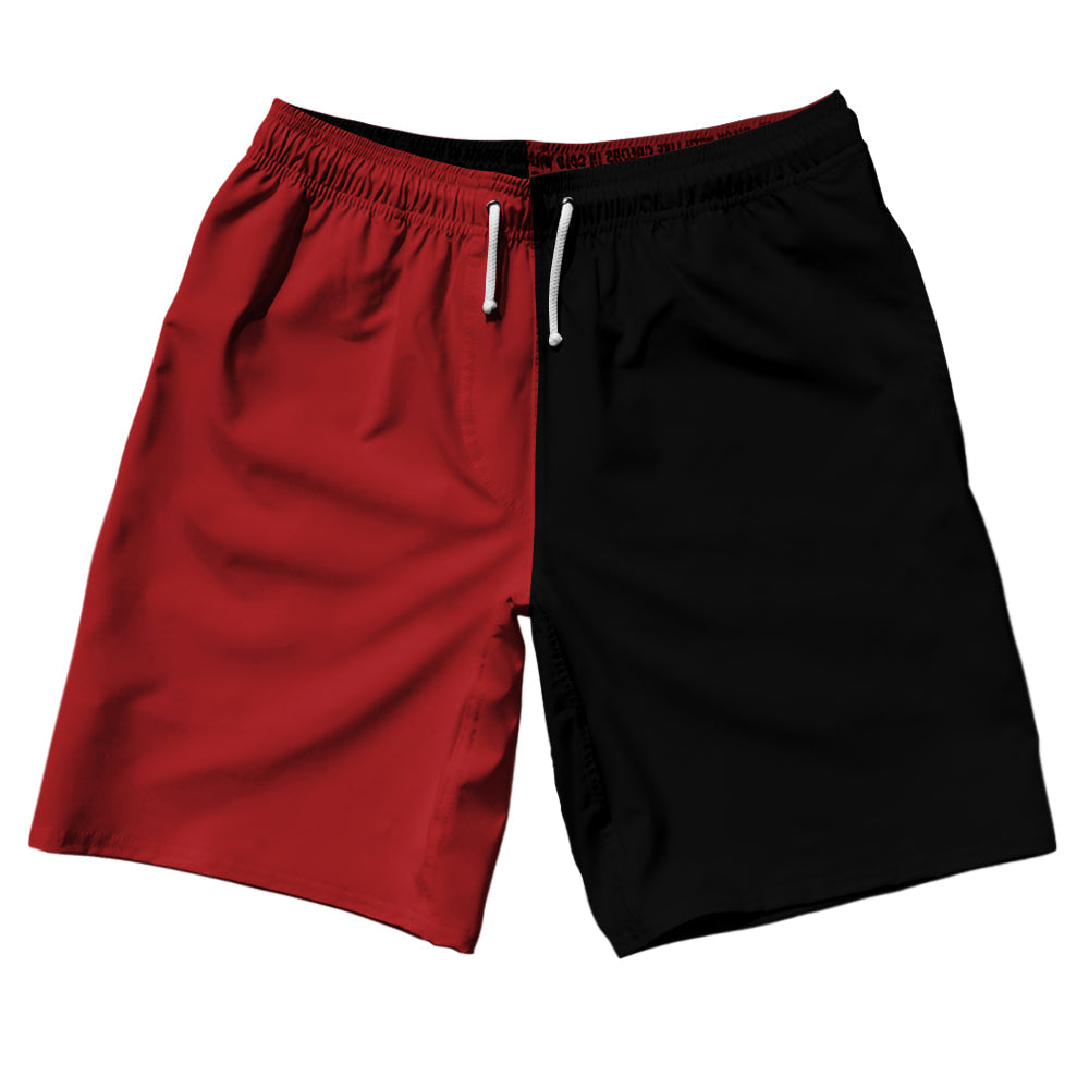 Red Dark And Black Quad Color 10" Swim Shorts Made In USA by Tribe Lacrosse