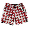 Red Dark And White Houndstooth Swim Shorts 7" Made In USA by Tribe Lacrosse