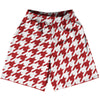 Red Dark And White Houndstooth Lacrosse Shorts Made In USA by Tribe Lacrosse