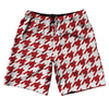 Red Dark And White Houndstooth 10" Swim Shorts Made In USA by Tribe Lacrosse