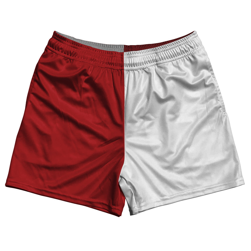 Red Dark And White Quad Color Rugby Shorts Made In USA by Tribe Lacrosse
