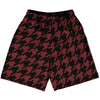 Red Maroon And Black Houndstooth Lacrosse Shorts Made In USA by Tribe Lacrosse