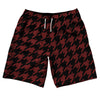 Red Maroon And Black Houndstooth 10" Swim Shorts Made In USA by Tribe Lacrosse