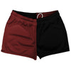 Red Maroon And Black Quad Color Shorty Short Gym Shorts 2.5" Inseam Made In USA by Tribe Lacrosse