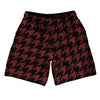 Red Maroon And Black Houndstooth Athletic Running Fitness Exercise Shorts 7" Inseam Shorts Made In USA by Tribe Lacrosse