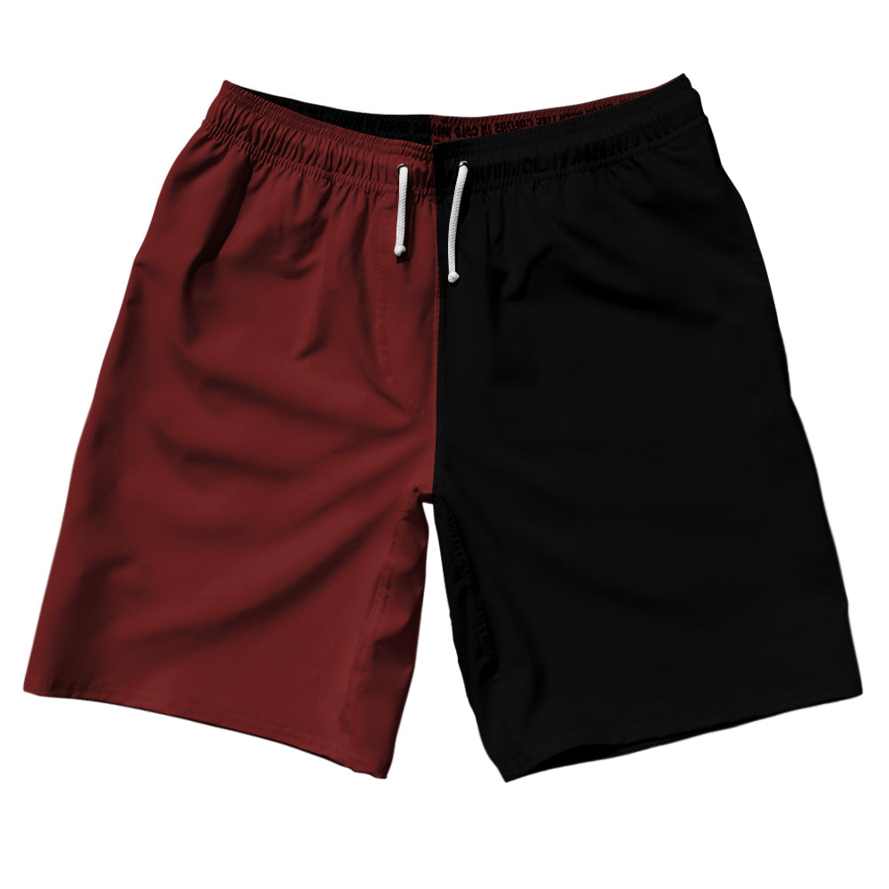 Red Maroon And Black Quad Color 10" Swim Shorts Made In USA by Tribe Lacrosse