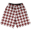 Red Maroon And White Houndstooth Basketball Practice Shorts Made In USA by Tribe Lacrosse