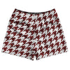 Red Maroon And White Houndstooth Rugby Shorts Made In USA by Tribe Lacrosse