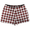 Red Maroon And White Houndstooth Shorty Short Gym Shorts 2.5" Inseam Made In USA by Tribe Lacrosse