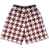 Red Maroon And White Houndstooth Lacrosse Shorts Made In USA by Tribe Lacrosse