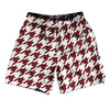 Red Maroon And White Houndstooth Soccer Shorts Made In USA by Tribe Lacrosse