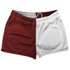 Red Maroon And White Quad Color Shorty Short Gym Shorts 2.5" Inseam Made In USA by Tribe Lacrosse