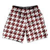 Red Maroon And White Houndstooth Athletic Running Fitness Exercise Shorts 7" Inseam Shorts Made In USA by Tribe Lacrosse