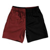 Red Maroon And Black Quad Color Athletic Running Fitness Exercise Shorts 7" Inseam Shorts Made In USA by Tribe Lacrosse