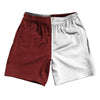 Red Maroon And White Quad Color Athletic Running Fitness Exercise Shorts 7" Inseam Shorts Made In USA by Tribe Lacrosse
