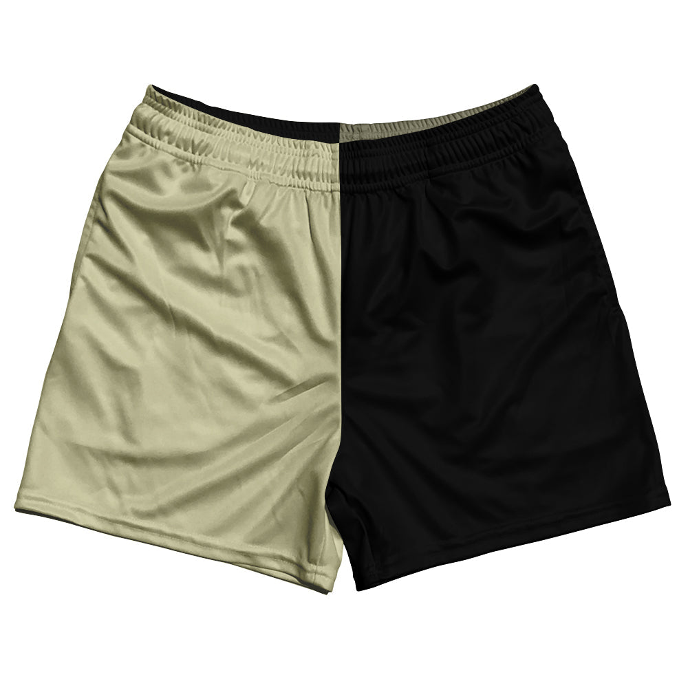 Vegas Gold And Black Quad Color Rugby Shorts Made In USA by Tribe Lacrosse
