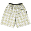 Vegas Gold And White Houndstooth Basketball Practice Shorts Made In USA by Tribe Lacrosse