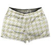 Vegas Gold And White Houndstooth Shorty Short Gym Shorts 2.5" Inseam Made In USA by Tribe Lacrosse