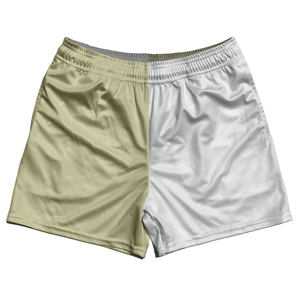 Vegas Gold And White Quad Color Rugby Shorts Made In USA by Tribe Lacrosse
