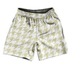 Vegas Gold And White Houndstooth Athletic Running Fitness Exercise Shorts 7" Inseam Shorts Made In USA by Tribe Lacrosse
