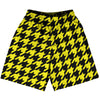 Yellow Bright And Black Houndstooth Basketball Practice Shorts Made In USA by Tribe Lacrosse