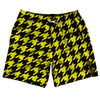Yellow Bright And Black Houndstooth Swim Shorts 7" Made In USA by Tribe Lacrosse