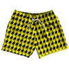 Yellow Bright And Black Houndstooth 5" Swim Shorts Made In USA by Tribe Lacrosse