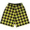 Yellow Bright And Black Houndstooth Lacrosse Shorts Made In USA by Tribe Lacrosse