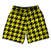 Yellow Bright And Black Houndstooth Soccer Shorts Made In USA by Tribe Lacrosse