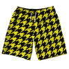 Yellow Bright And Black Houndstooth 10" Swim Shorts Made In USA by Tribe Lacrosse