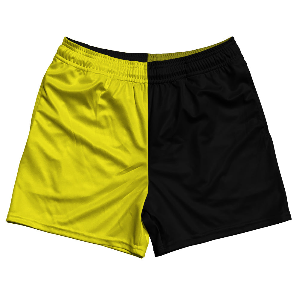 Yellow Bright And Black Quad Color Rugby Shorts Made In USA by Tribe Lacrosse