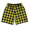 Yellow Bright And Black Houndstooth Athletic Running Fitness Exercise Shorts 7" Inseam Shorts Made In USA by Tribe Lacrosse