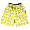 Yellow Bright And White Houndstooth Basketball Practice Shorts Made In USA by Tribe Lacrosse
