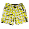 Yellow Bright And White Houndstooth Swim Shorts 7" Made In USA by Tribe Lacrosse