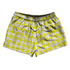 Yellow Bright And White Houndstooth 2.5" Swim Shorts Made In USA by Tribe Lacrosse