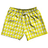 Yellow Bright And White Houndstooth 5" Swim Shorts Made In USA by Tribe Lacrosse