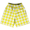 Yellow Bright And White Houndstooth Lacrosse Shorts Made In USA by Tribe Lacrosse